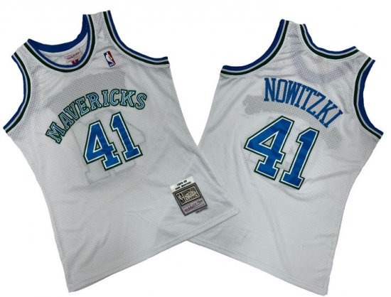 NBA 41 Nowitzki Mavericks M&N Maillot blanc